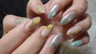 【戸田ネイルサロン】お任せミモザネイル|手描きアート×マグネットで叶える春デザイン